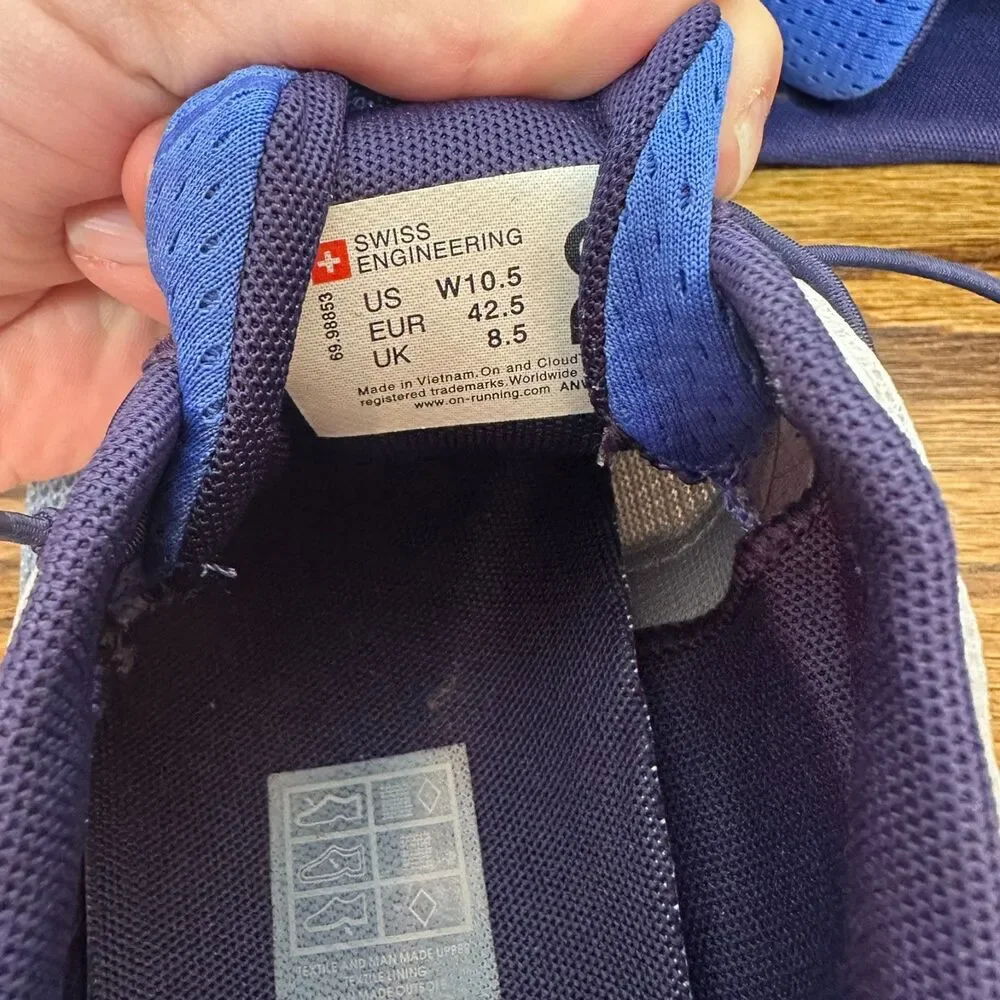 ON Cloud 5 Push Shoes Womens 10.5 WORN ONCE Lavender Chambray Blue/Gray Running - Picture 6 of 8